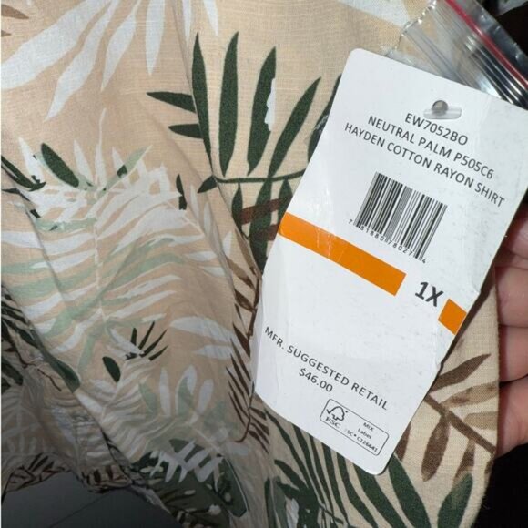New Erika Hayden Cotton Rayon Neutral Palm Shirt Women's size 1X - Picture 3 of 6